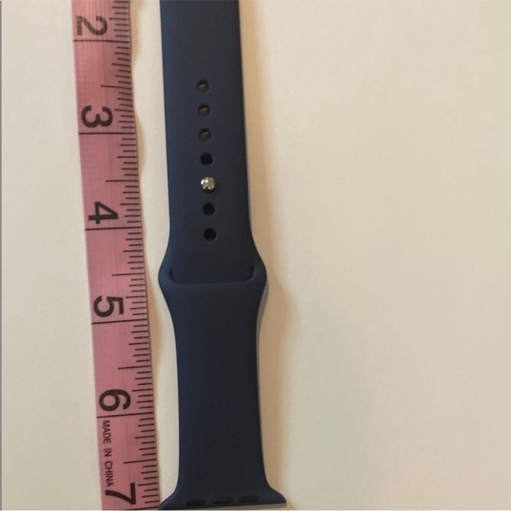 Apple Watch Navy Blue Silicone Band 42mm Silver Buckle NWOT - Picture 6 of 7